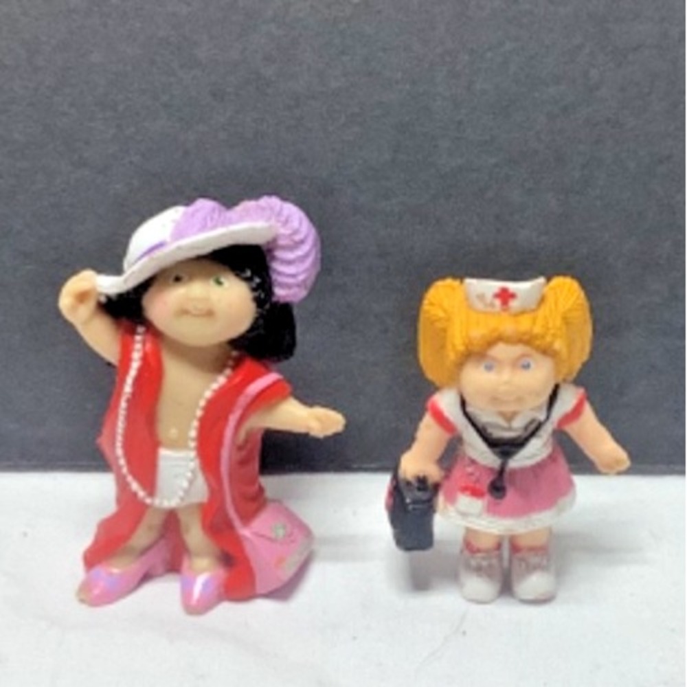 Vintage 1980 Cabbage Patch Kids Mini Figures Dressup Girl and Blonde Nurse